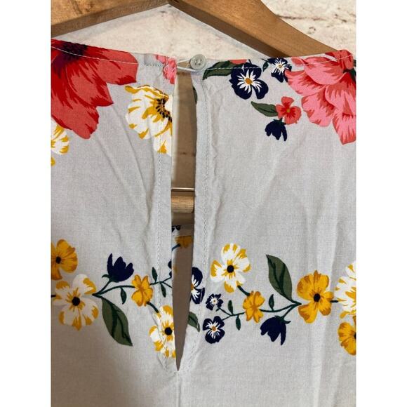 Old Navy Peasant Dress Womens Medium Gray Floral Bell Sleeve Lined Flowy Rayon - Picture 13 of 14